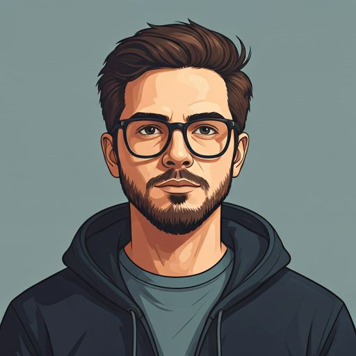 Portrait of a male graphic designer with glasses